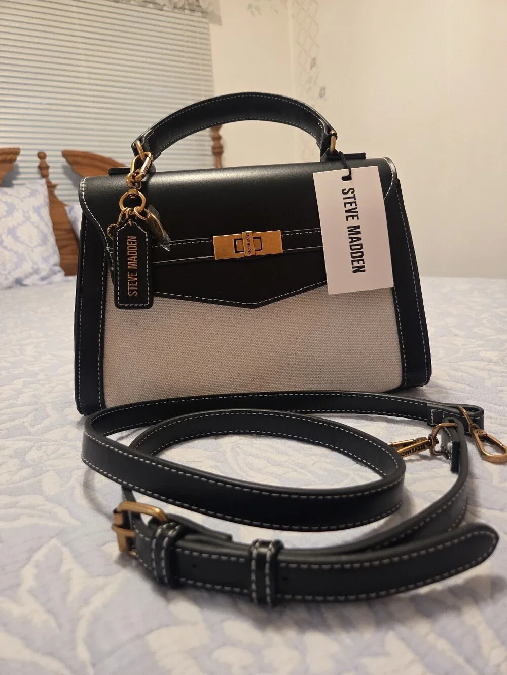 NWT Steve Madden Top-Handle Satchel with Crossbody Strap Hang Tag Charms